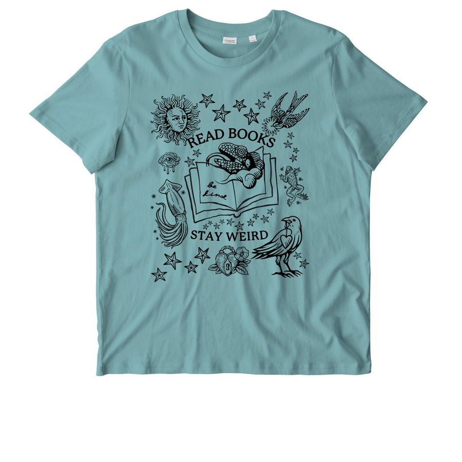 Whimsigoth! Read Books. Be Kind. Stay Weird., a Teal Monstera Stanley/Stella Unisex Crafter Tee