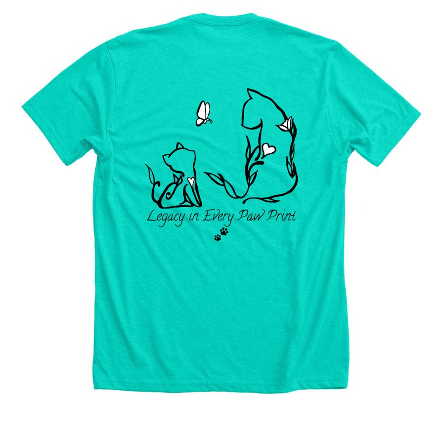 Kitty Kottage, a Heather Sea Green Premium Unisex Tee (back-view)