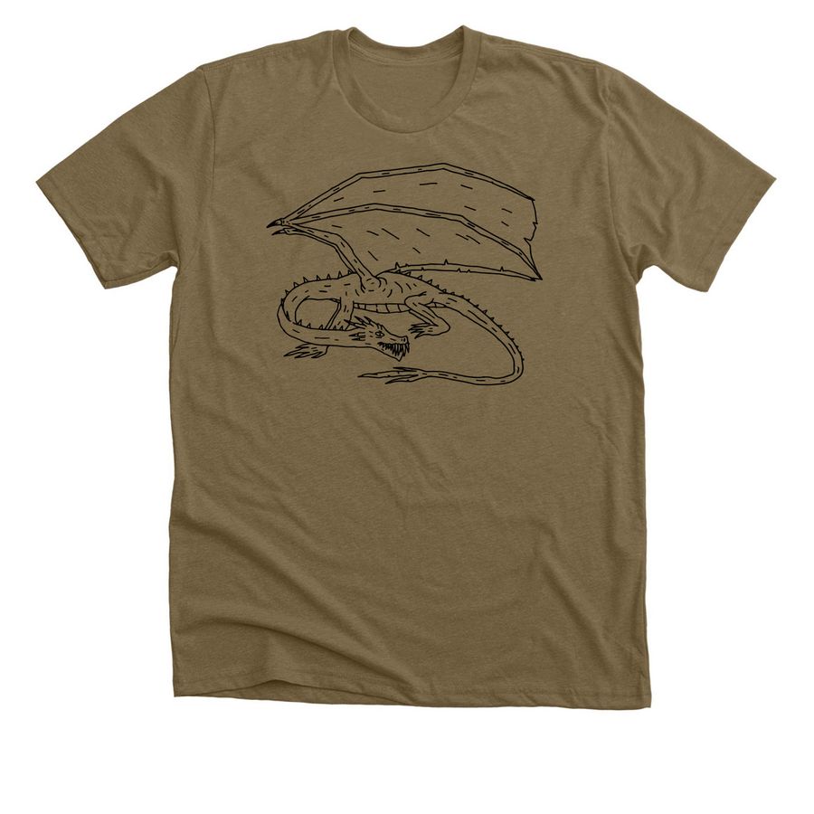 Fire Drake, a Heather Olive Premium Unisex Tee