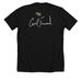 "Refugees Welcome Here", a Solid Black Blend Premium Unisex Tee (back-view)
