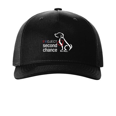 Hats, a Black Printed Five-Panel Trucker Cap