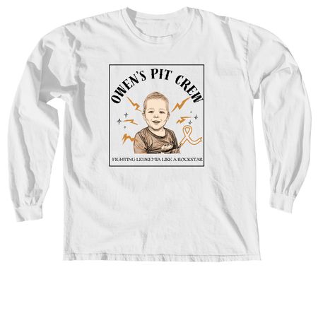 Owen's Pit Crew - Owen's Pic, a White Comfort Colors Long Sleeve Tee