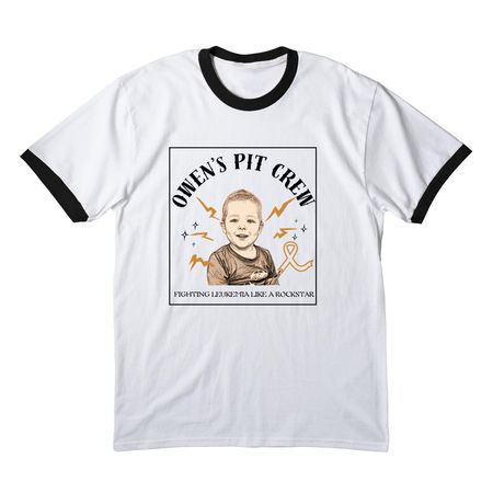 Owen's Pit Crew - Owen's Pic, a White/ Jet Black Cotton Ringer Tee