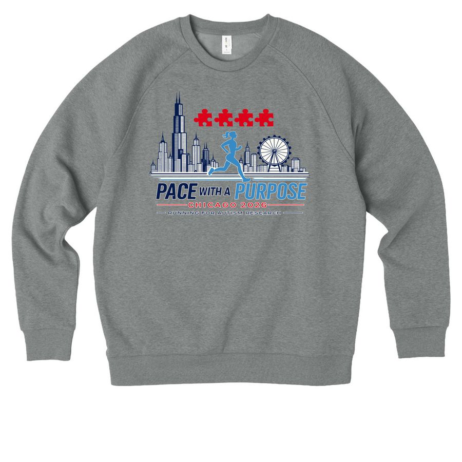 Chicago ?26 for Autism Research, a Aluminum Grey Heather Allmade Organic CVC Crewneck Sweatshirt