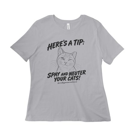 Ear Tip, a Solid Athletic Grey Women?s Relaxed Cotton Tee
