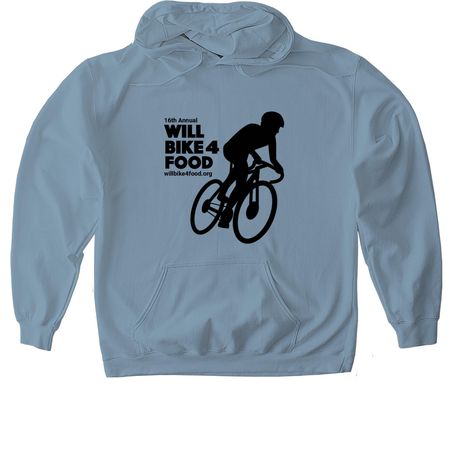 Will Bike 4 Food- Cyclist 2026, a Stone Blue Gildan Softstyle Pullover Hoodie