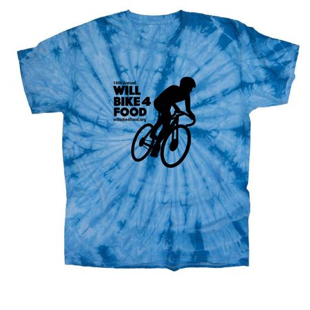 Will Bike 4 Food- Cyclist 2026, a Baby Blue Classic Tie Dye Tee