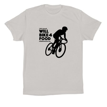 Will Bike 4 Food- Cyclist 2026, a Solid Athletic Grey Premium Cotton Tee