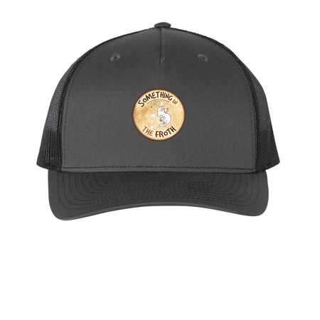Something on your head, a Charcoal/ Black Printed Five-Panel Trucker Cap