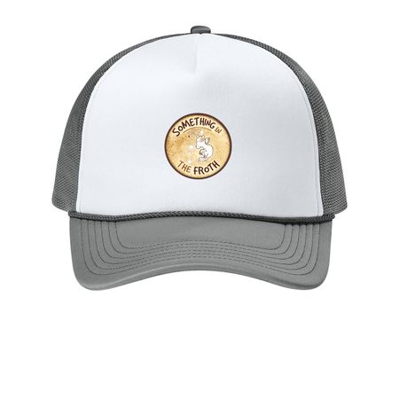 Something on your head, a White/ Deep Smoke Printed Foam Trucker Hat