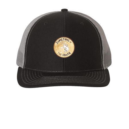Something on your head, a Black/ Charcoal Printed Snapback Trucker Cap