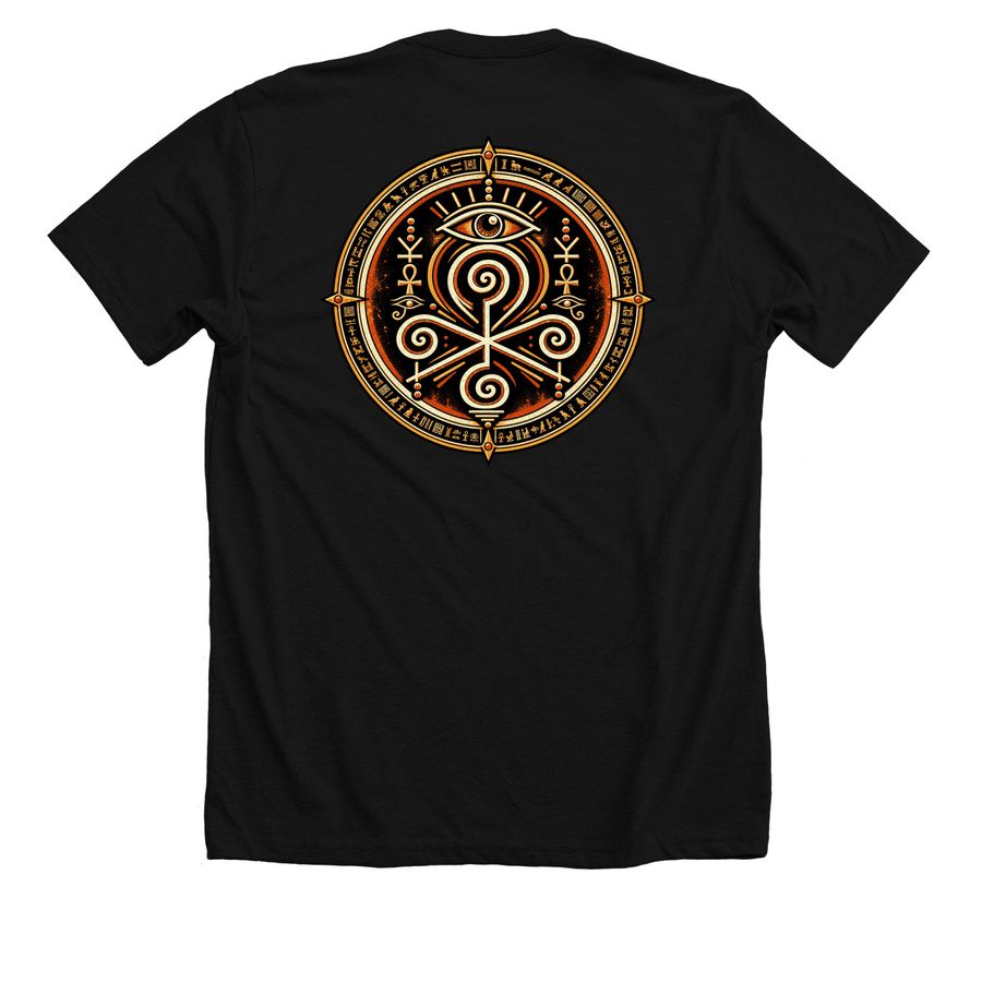 INDIGENOUS ? Intuitive Culture Ancestral Drop, a Solid Black Blend Premium Unisex Tee (back-view)