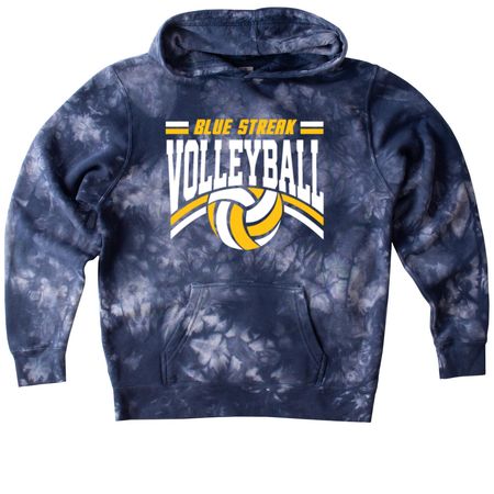 Blue Streak Volleyball - 2026, a Navy Youth Tie Dye Pullover Hoodie