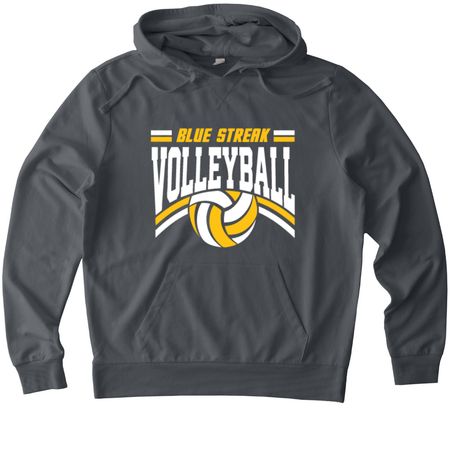 Blue Streak Volleyball - 2026, a Terrain Grey Allmade Organic French Terry Pullover Hoodie