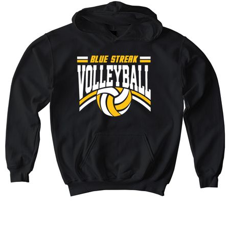 Blue Streak Volleyball - 2026, a Black Softstyle Youth Pullover Hoodie