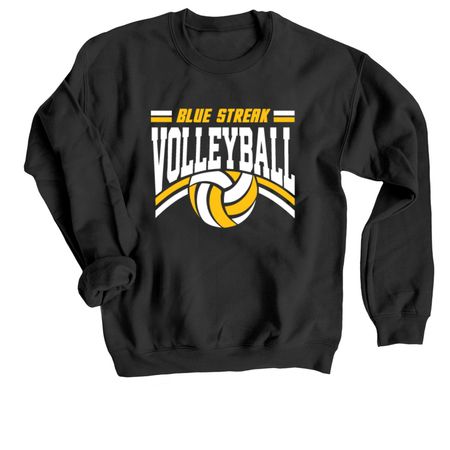 Blue Streak Volleyball - 2026, a Black Crewneck Sweatshirt