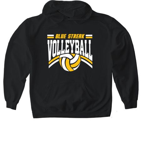 Blue Streak Volleyball - 2026, a Black Gildan Softstyle Pullover Hoodie