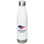 2026 WARRIOR PackTrip Water Bottle Fundraiser, a White Stainless Steel Water Bottle (back-view)