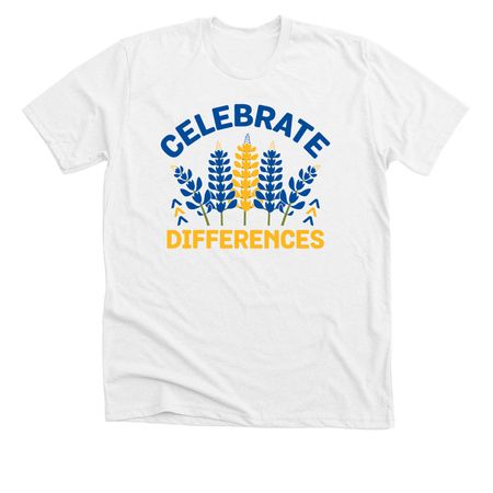 Celebrate Differences (Youth & Adult), a Solid White Blend Premium Unisex Tee