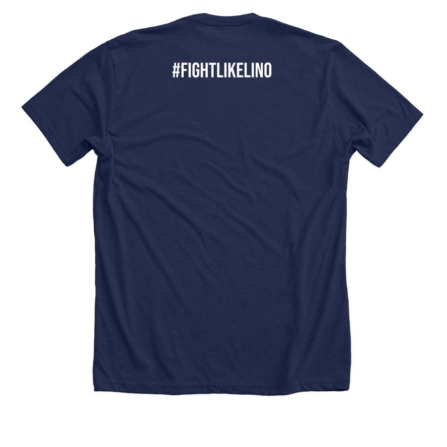 FIGHT LIKE LINO #2, a Solid Navy Blend Premium Unisex Tee (back-view)