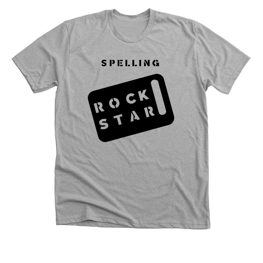 SPELLING ROCK STAR, a Athletic Heather Premium Unisex Tee