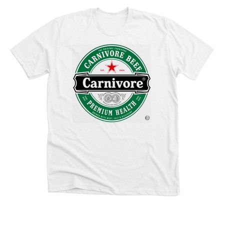Carnivore Heineken, a Solid White Blend Premium Unisex Tee