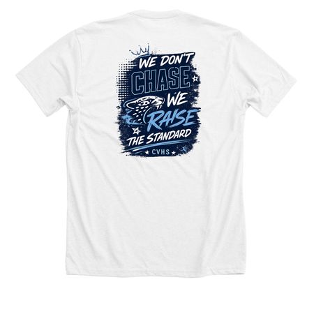 Raise the Standard FRT/BK, a Solid White Blend Premium Unisex Tee (back-view)