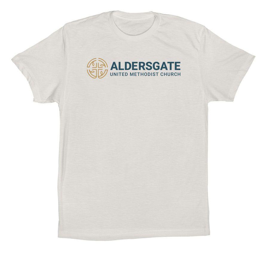 Aldersgate Horizontal Logo, a Vintage White Premium Cotton Tee