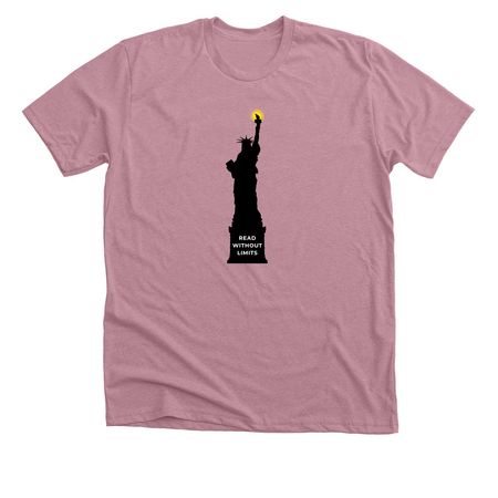 Read Without Limits, a Heather Orchid Premium Unisex Tee
