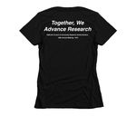 AM68 Together, We Advance Research, a Black Women's Slim Fit Tee (back-view)