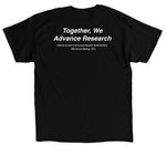AM68 Together, We Advance Research, a Black Classic Unisex Tee (back-view)