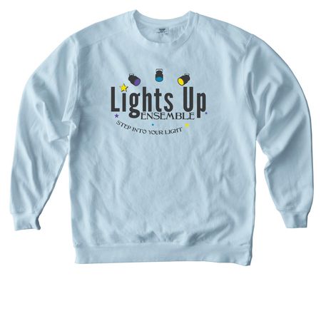 Lights Up Ensemble Logo Collection, a Chambray Comfort Colors Crewneck Sweatshirt