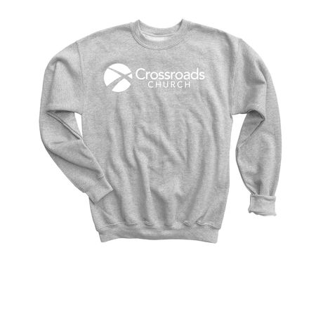Crossroads Church Logo, a Sport Grey Youth Crewneck Sweatshirt