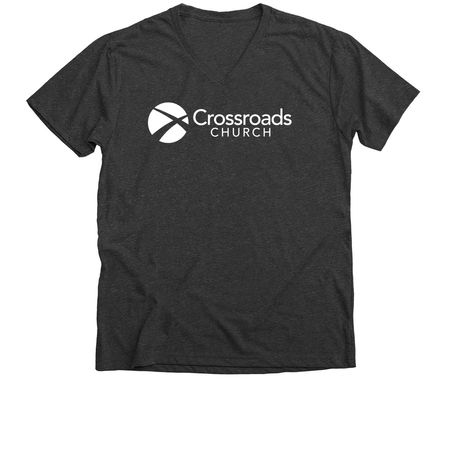 Crossroads Church Logo, a Dark Grey Heather Premium V-Neck Tee