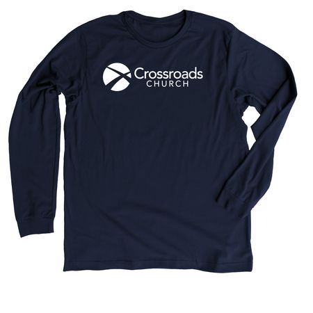 Crossroads Church Logo, a Heather Midnight Navy Premium Long Sleeve Tee