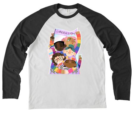 Pride 2026, Lavender Liberation, a Space Black/ Bright White Allmade Eco Triblend Colorblock Raglan Long Sleeve Tee