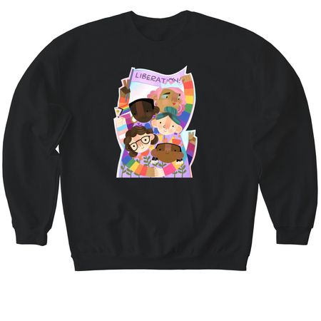 Pride 2026, Lavender Liberation, a Black Softstyle Crewneck Sweatshirt