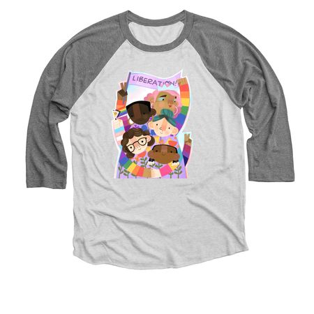 Pride 2026, Lavender Liberation, a Premium Heather and Heather White 3/4 Sleeve Baseball Tee