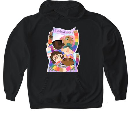 Pride 2026, Lavender Liberation, a Black Gildan Softstyle Pullover Hoodie