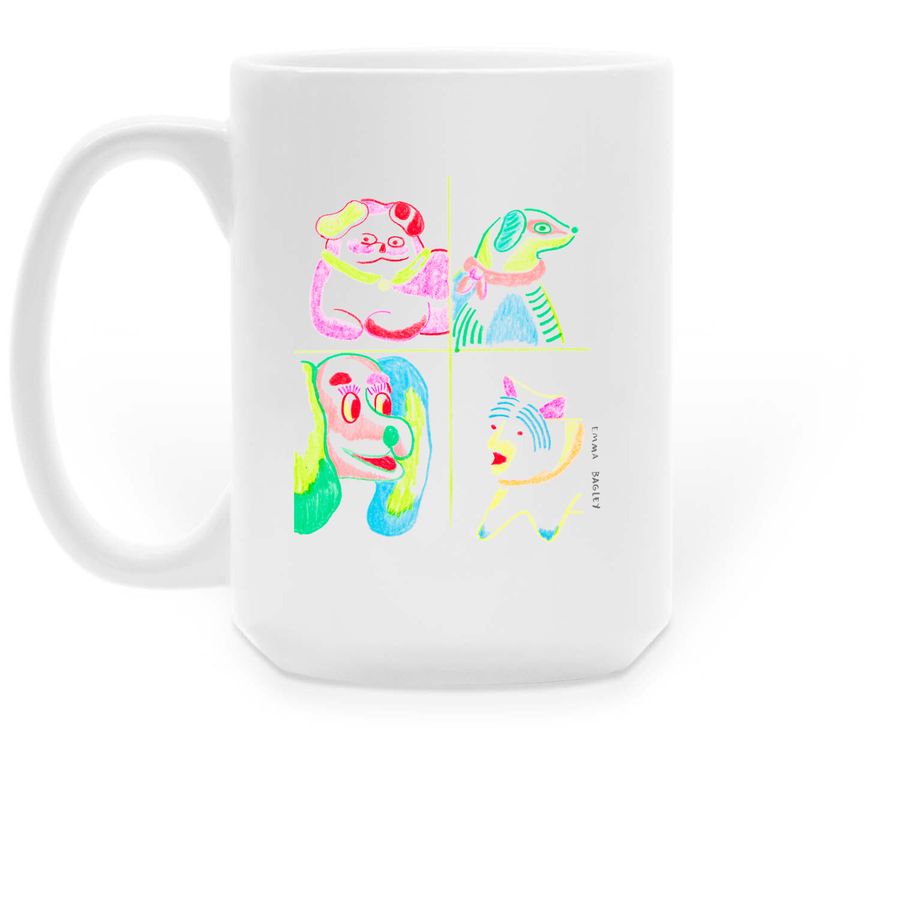 Shelter Grid Mug by Emma Bagley, a White Large Coffee Mug (back-view)