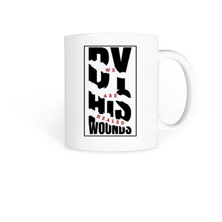 By His Wounds Drinkware, a White Coffee Mug