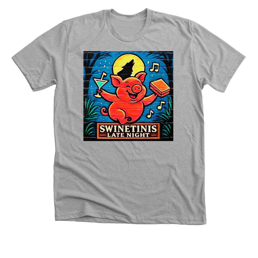 Swinetinis late Night Tee, a Athletic Heather Premium Unisex Tee
