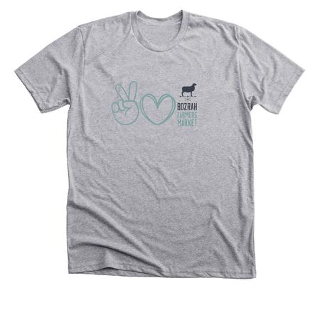 Peace, Love, BFM, a Athletic Heather Premium Unisex Tee