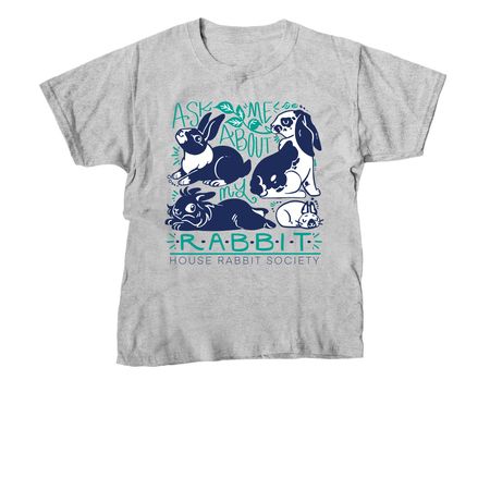 Ask Me About My Rabbit, a Sport Grey Youth Unisex Tee