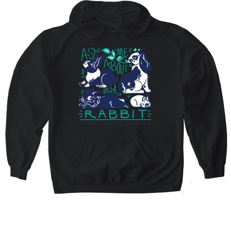 Ask Me About My Rabbit, a Black Gildan Softstyle Pullover Hoodie