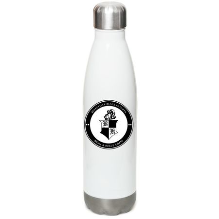 Black Knights Steel Water Bottle (60's Logo), a White Stainless Steel Water Bottle