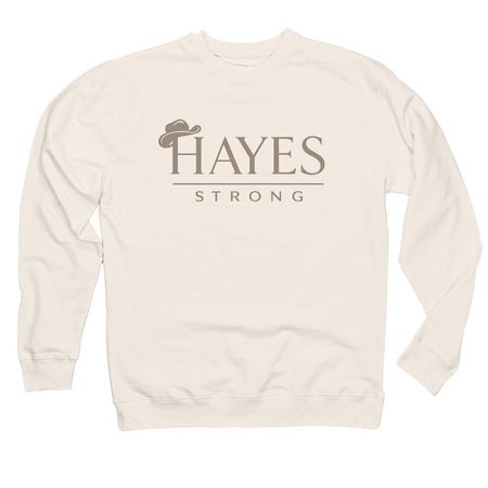 Light colored adult/youth with taupe writing., a Bone Midweight Crewneck Sweatshirt
