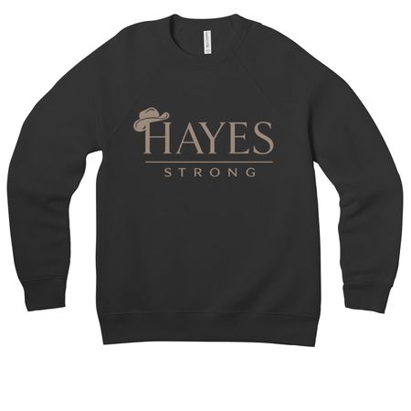 Light colored adult/youth with taupe writing., a Black Premium Raglan Crewneck Sweatshirt