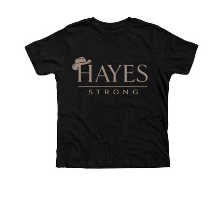 Light colored adult/youth with taupe writing., a Black Heather Premium Youth Tee