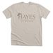 Light colored adult/youth with taupe writing., a Heather Dust Premium Unisex Tee